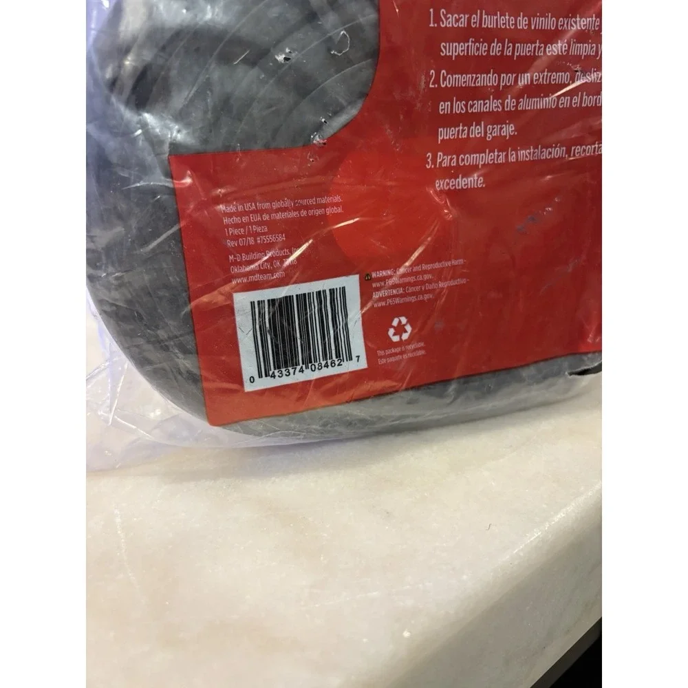 Brand New M-D Building Product 18 Ft. Black Vinyl Replacement Garage Door Seal 1